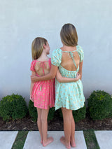 voyage resort wear emery tassel dress sea glass coral block print